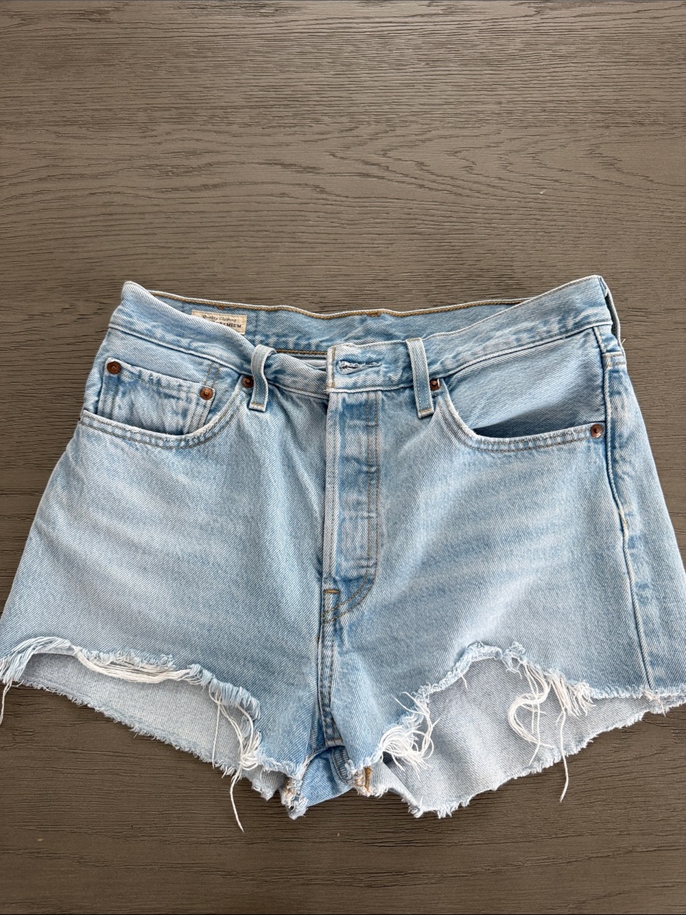 Levi's Light Blue Distressed Denim Cutoff Shorts